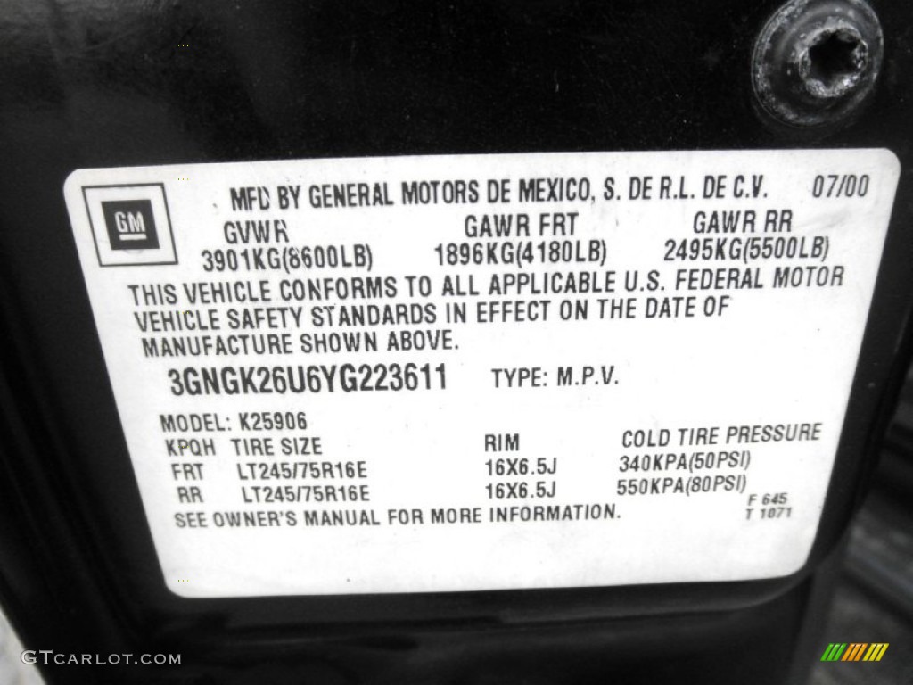 2000 Suburban 2500 LS 4x4 - Onyx Black / Medium Gray photo #6