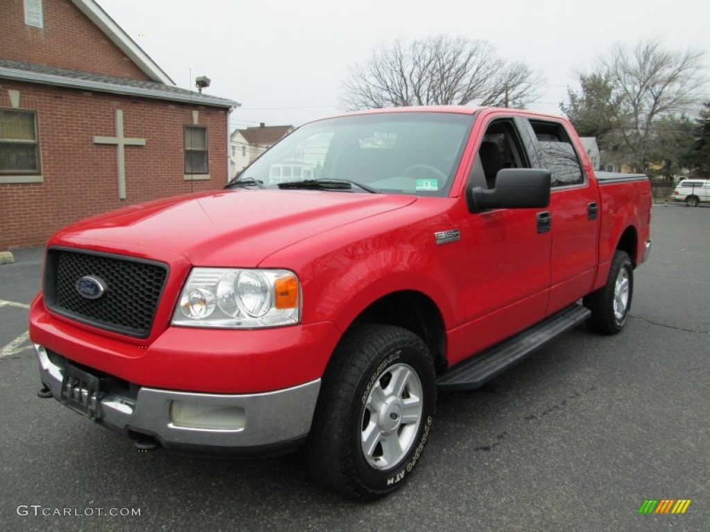 2004 F150 XLT SuperCrew 4x4 - Bright Red / Medium/Dark Flint photo #2