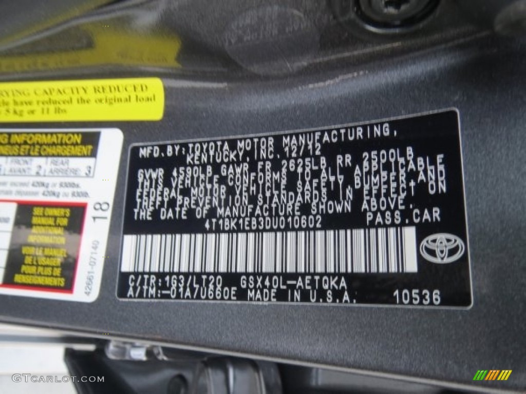 2013 Avalon Color Code 1G3 for Magnetic Gray Metallic Photo #76193333