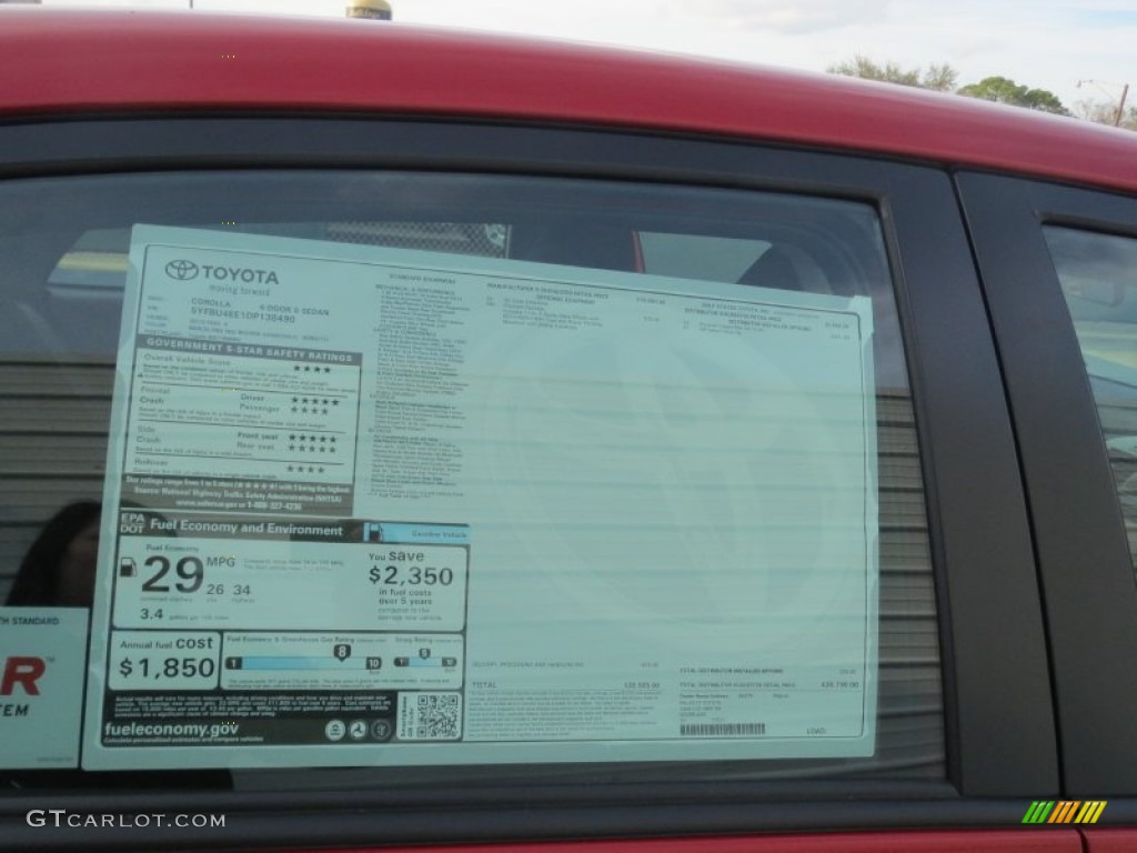 2013 Toyota Corolla S Window Sticker Photo #76194852