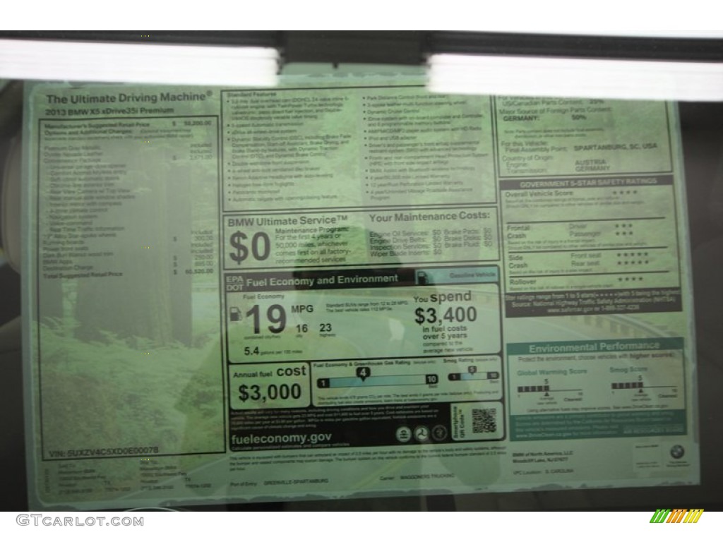 2013 BMW X5 xDrive 35i Premium Window Sticker Photo #76196567