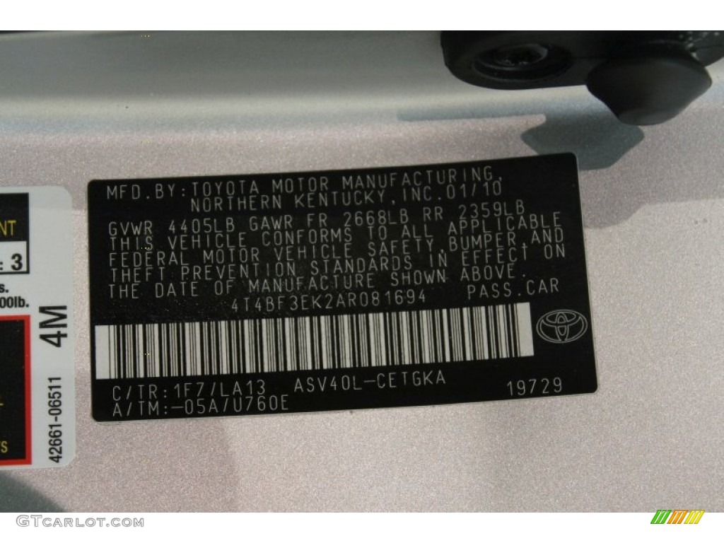 2010 Camry XLE - Classic Silver Metallic / Ash Gray photo #20