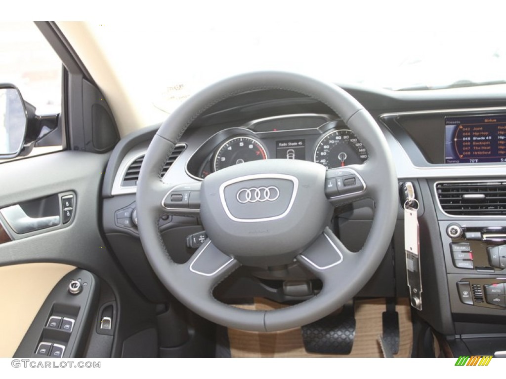 2013 Audi A4 2.0T quattro Sedan Velvet Beige/Black Steering Wheel Photo #76209650