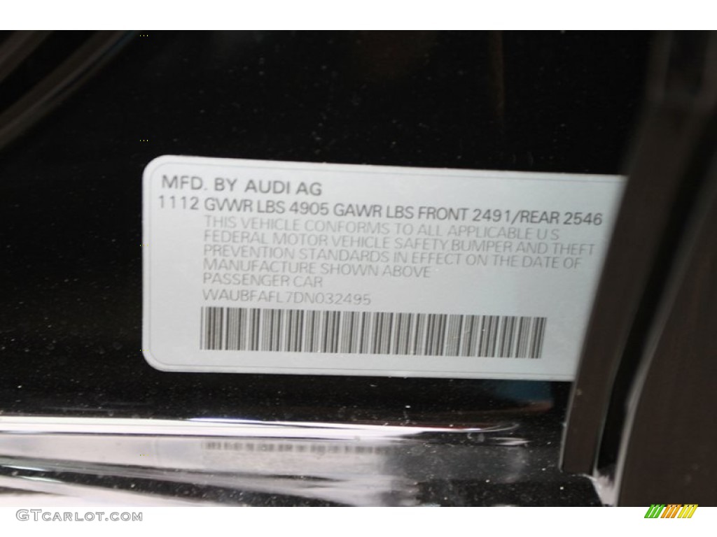 2013 Audi A4 2.0T quattro Sedan Info Tag Photo #76209804