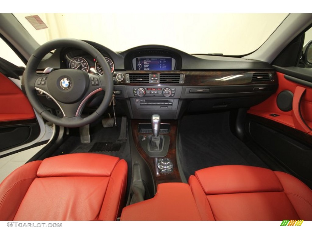 2010 BMW 3 Series 328i Coupe Coral Red/Black Dakota Leather Dashboard Photo #76220111