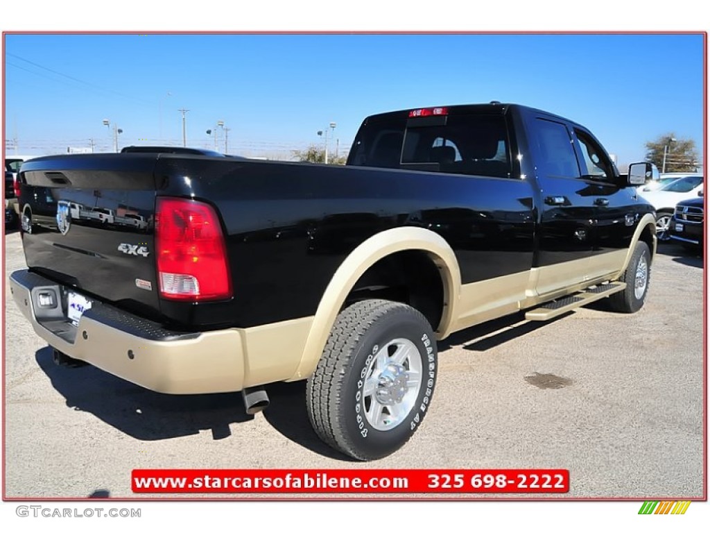 2012 Ram 2500 HD Laramie Longhorn Crew Cab 4x4 - Black / Light Pebble Beige/Bark Brown photo #9