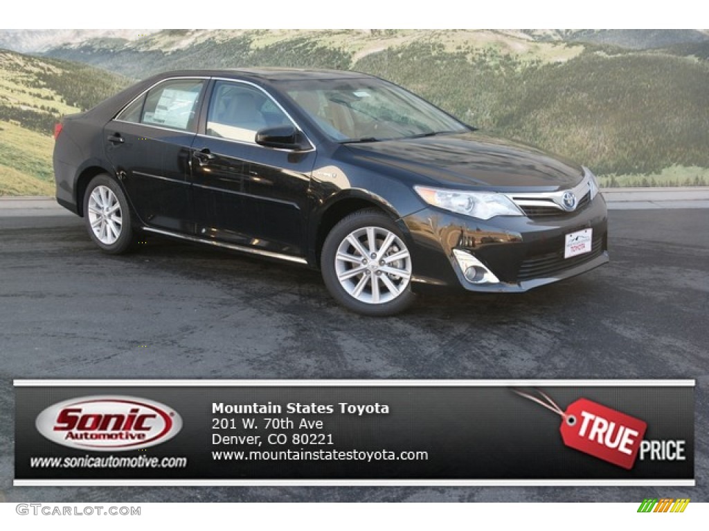 2013 Camry Hybrid XLE - Attitude Black Metallic / Ivory photo #1