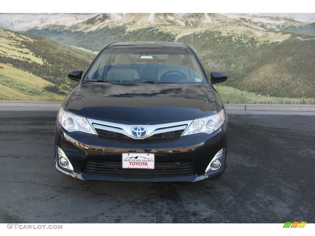 2013 Camry Hybrid XLE - Attitude Black Metallic / Ivory photo #3