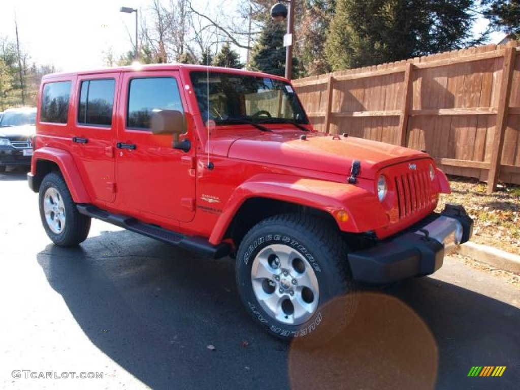 Rock Lobster Red 2013 Jeep Wrangler Unlimited Sahara 4x4 Exterior Photo #76227663