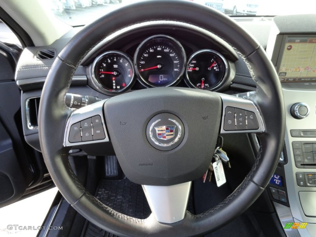 2010 Cadillac CTS 4 3.0 AWD Sedan Ebony Steering Wheel Photo #76228160