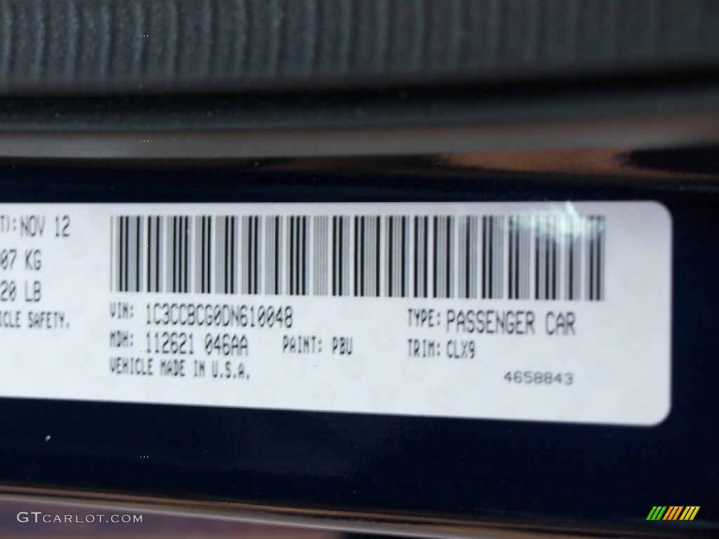 2013 Chrysler 200 Limited Sedan Color Code Photos