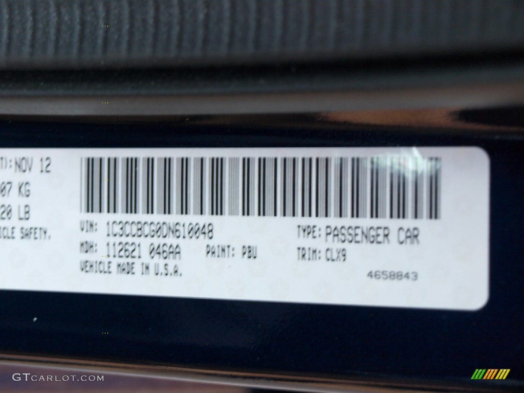 2013 Chrysler 200 Limited Sedan Color Code Photos