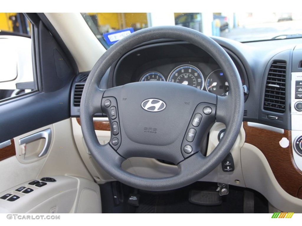 2008 Hyundai Santa Fe GLS Beige Steering Wheel Photo #76236791