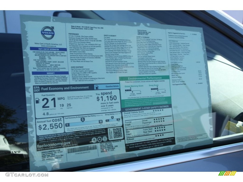 2013 Volvo XC60 3.2 Window Sticker Photo #76237640