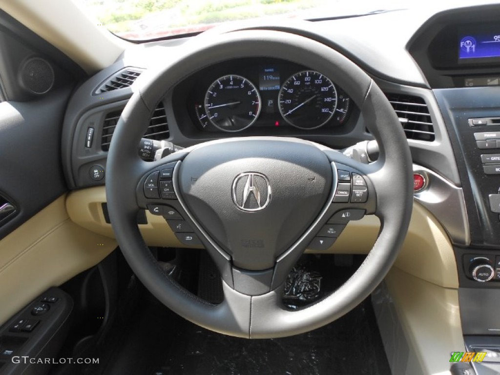 2013 Acura ILX 2.0L Premium Parchment Steering Wheel Photo #76241936