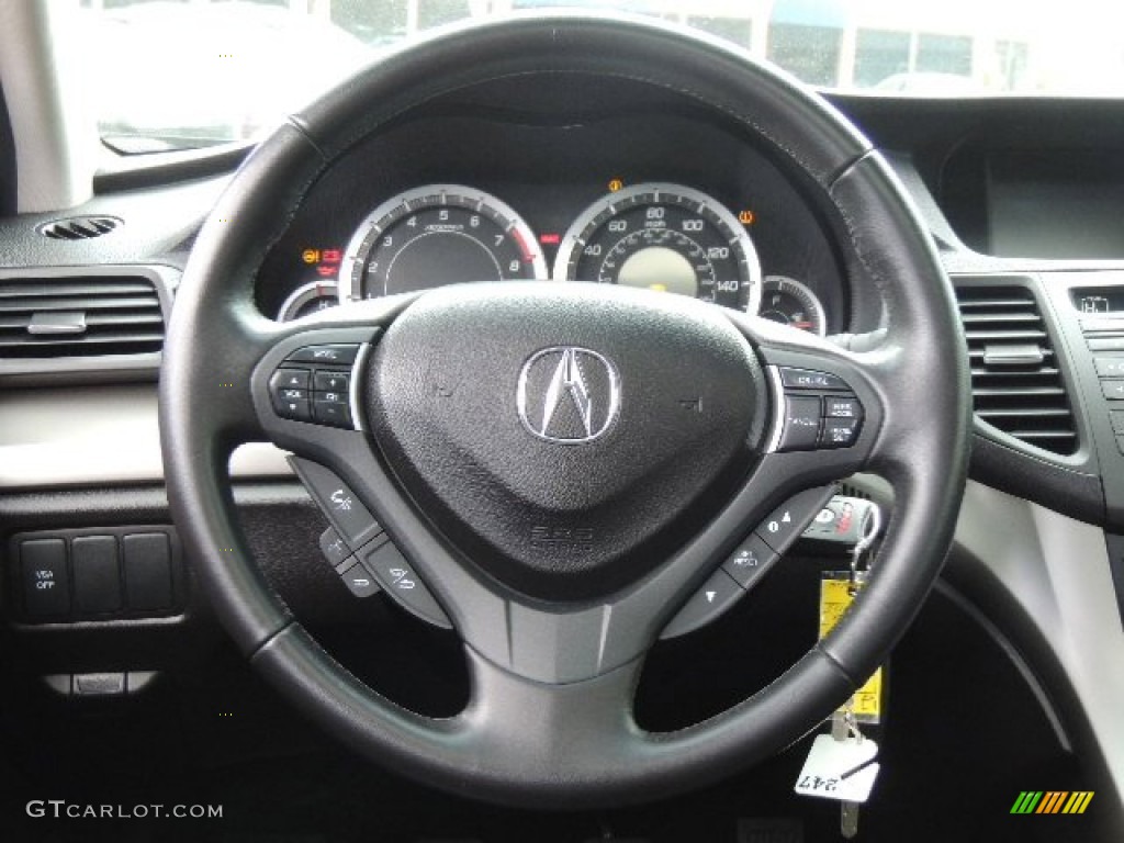 2010 Acura TSX Sedan Ebony Steering Wheel Photo #76242632