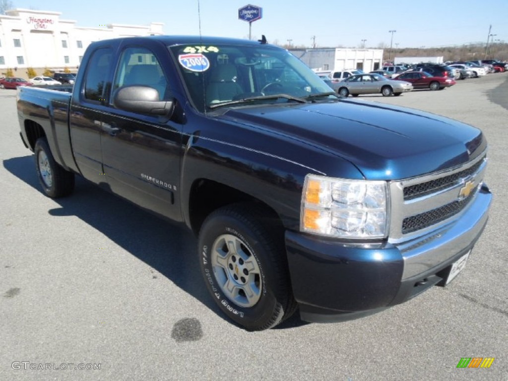 2008 Silverado 1500 LT Extended Cab 4x4 - Dark Blue Metallic / Light Titanium/Ebony Accents photo #1