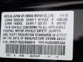  2013 CR-Z EX Sport Hybrid Crystal Black Pearl Color Code NH731P