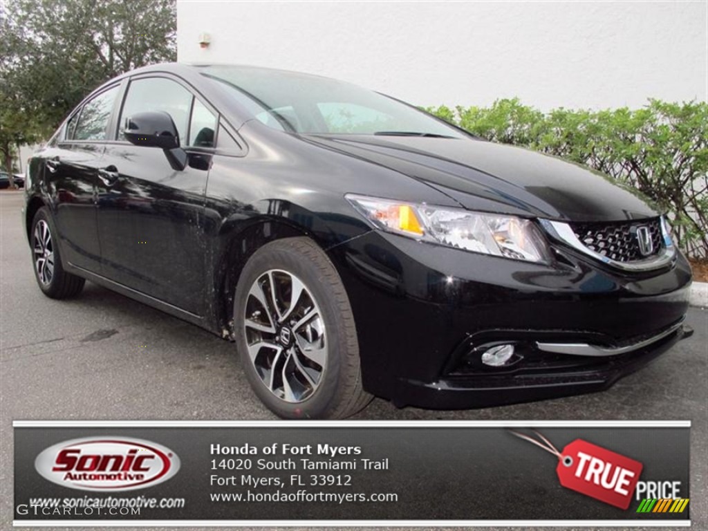 2013 Civic EX-L Sedan - Crystal Black Pearl / Black photo #1