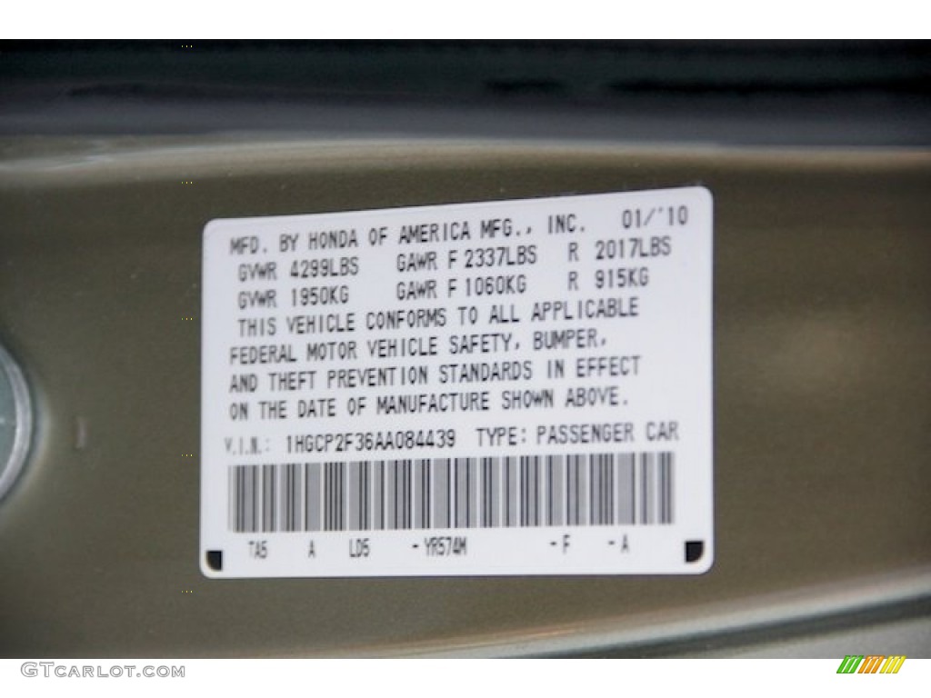 2010 Accord LX Sedan - Bold Beige Metallic / Ivory photo #33