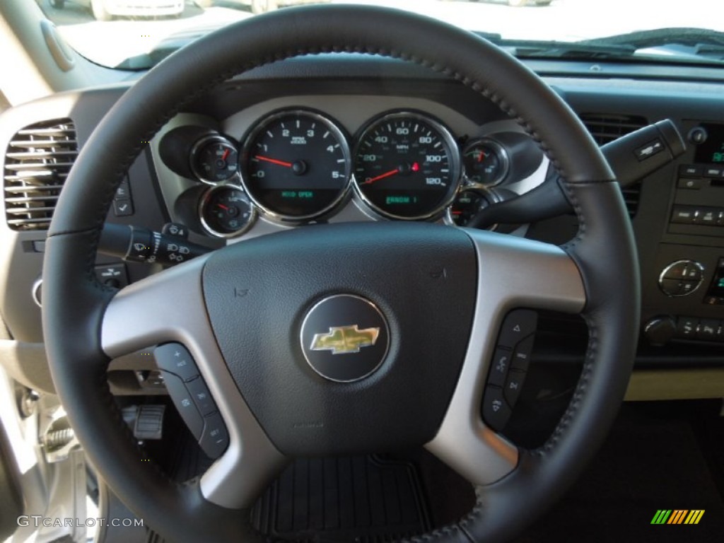 2013 Chevrolet Silverado 2500HD LT Extended Cab 4x4 Ebony Steering Wheel Photo #76245497