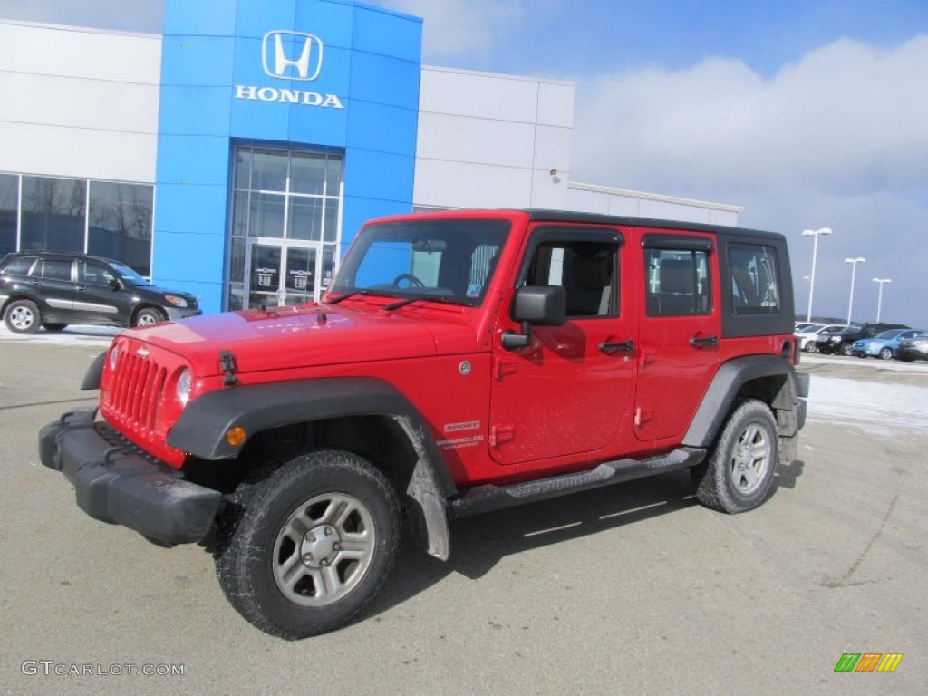 2010 Wrangler Unlimited Sport 4x4 Right Hand Drive - Flame Red / Dark Slate Gray/Medium Slate Gray photo #1