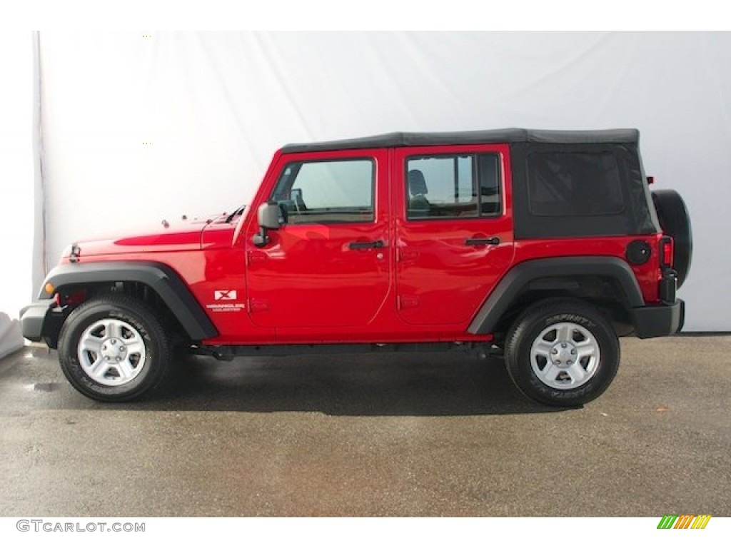Flame Red 2008 Jeep Wrangler Unlimited X Exterior Photo #76247243