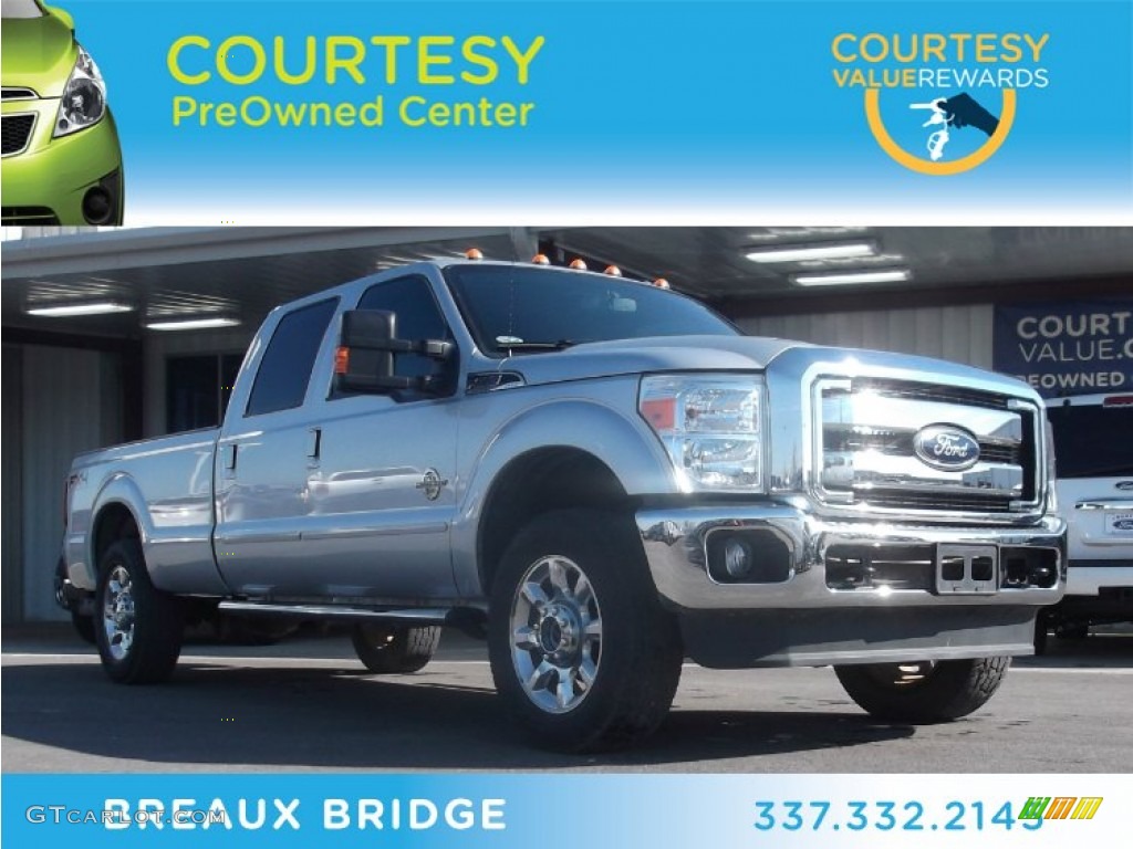 2011 F250 Super Duty Lariat Crew Cab 4x4 - Ingot Silver Metallic / Black Two Tone Leather photo #1