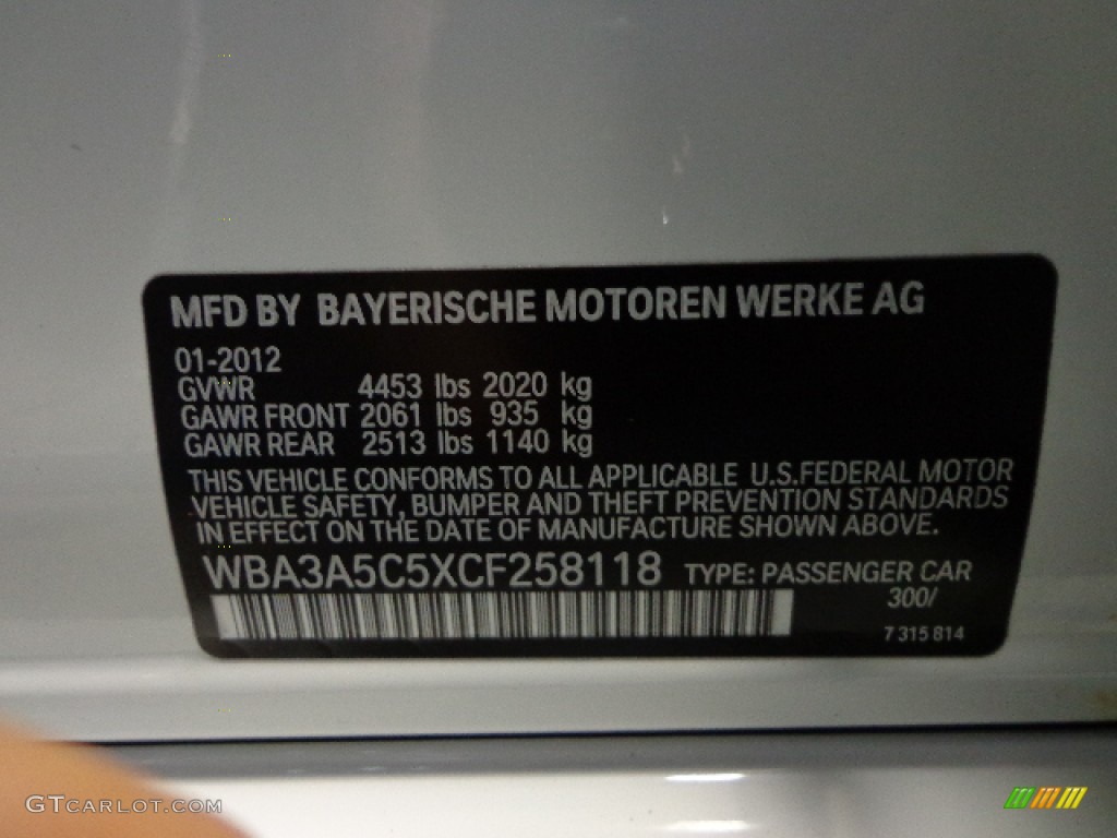 2012 3 Series Color Code 300 for Alpine White Photo #76252777