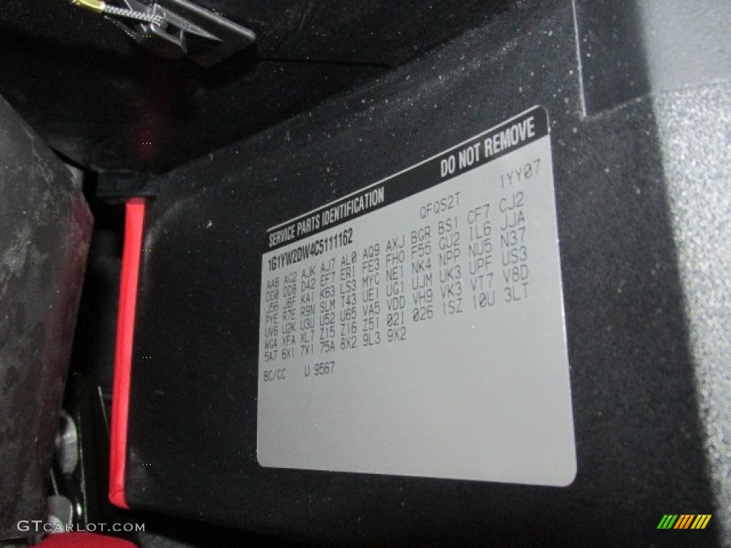 2012 Chevrolet Corvette Grand Sport Coupe Color Code Photos