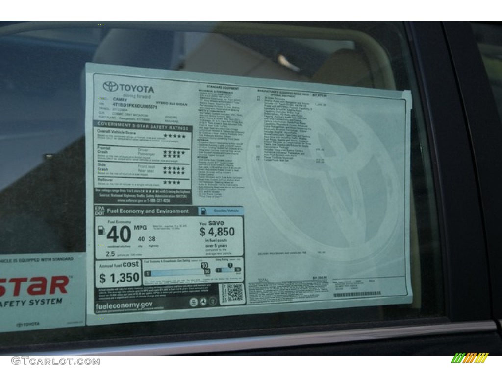 2013 Camry Hybrid XLE - Cosmic Gray Metallic / Ivory photo #10