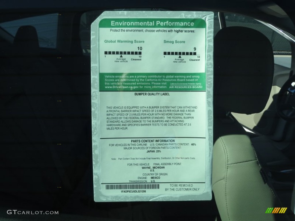 2013 Ford C-Max Energi Window Sticker Photo #76274294