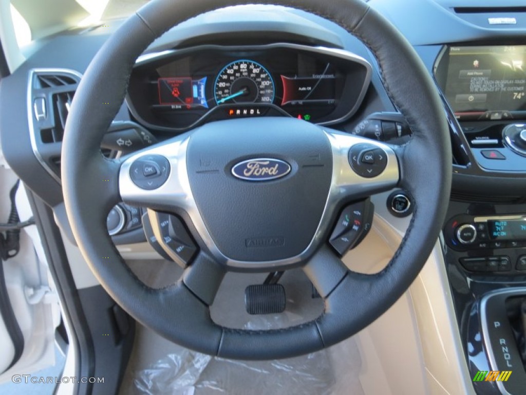 2013 Ford C-Max Energi Medium Light Stone Steering Wheel Photo #76274418