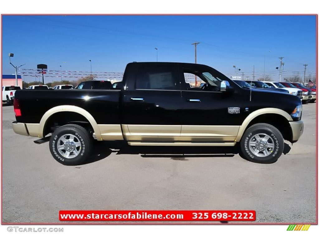 2012 Ram 2500 HD Laramie Longhorn Crew Cab 4x4 - Black / Light Pebble Beige/Bark Brown photo #10