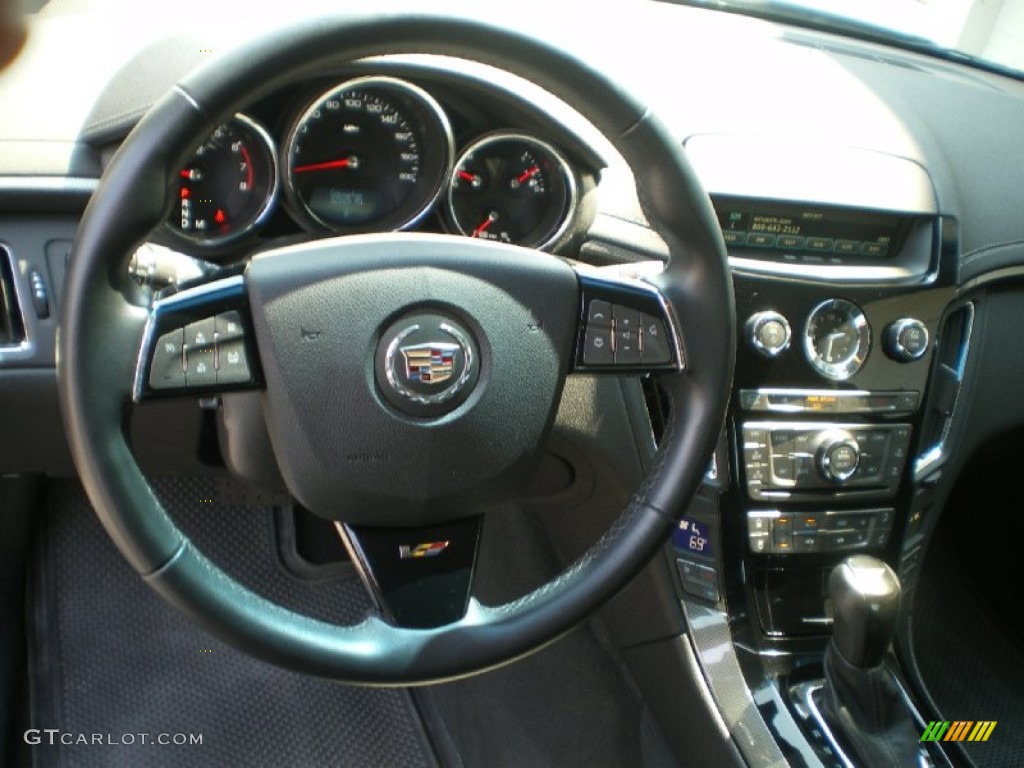 2010 Cadillac CTS -V Sedan Ebony Steering Wheel Photo #76280756