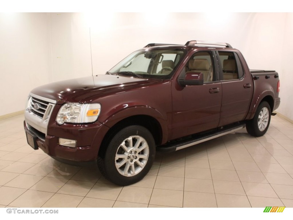 2007 Explorer Sport Trac Limited 4x4 - Dark Cherry Metallic / Camel photo #3