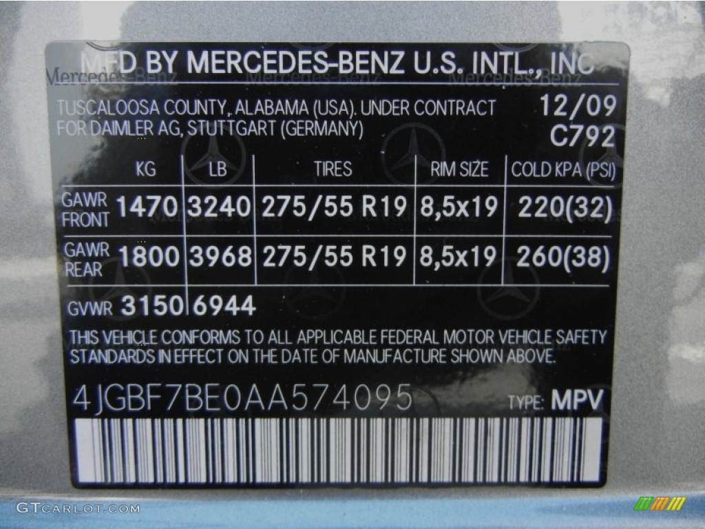 2010 GL Color Code 792 for Palladium Silver Metallic Photo #76287200