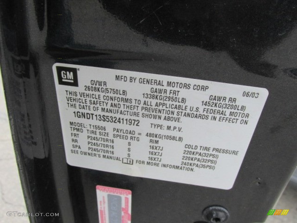 2003 TrailBlazer LT 4x4 - Dark Gray Metallic / Medium Oak photo #19