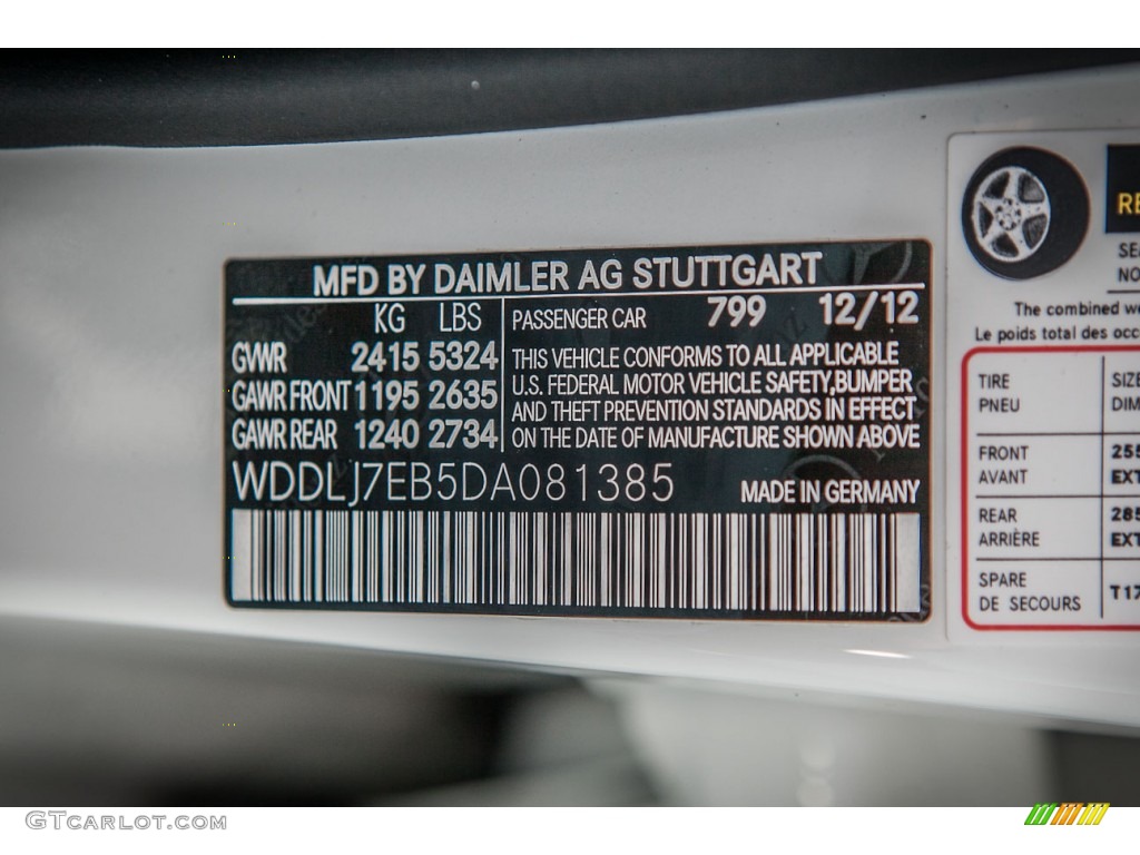 2013 CLS Color Code 799 for Diamond White Metallic Photo #76297358
