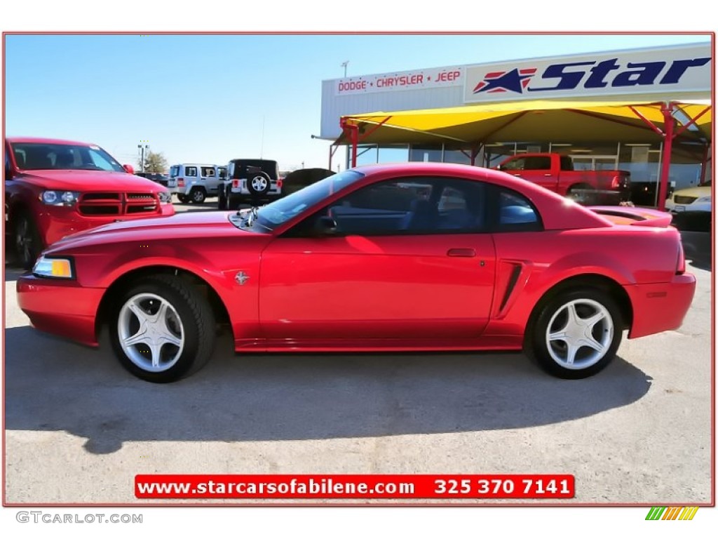 1999 Mustang GT Coupe - Laser Red Metallic / Light Graphite photo #2