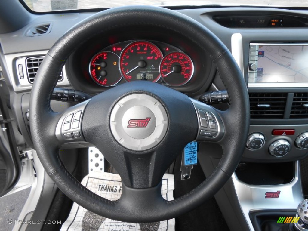 2009 Subaru Impreza WRX STi Graphite Gray Alcantara/Carbon Black Leather Steering Wheel Photo #76301759