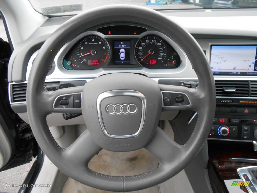 2010 Audi A6 3.0 TFSI quattro Sedan Light Gray Steering Wheel Photo #76303029
