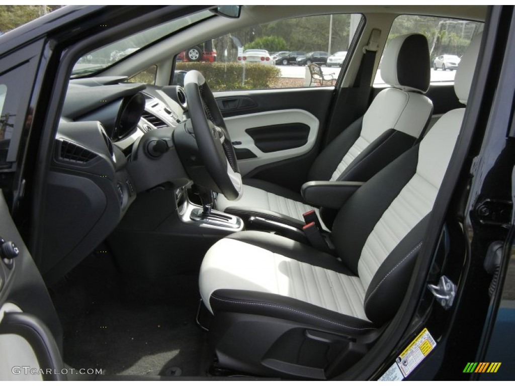 Arctic White Leather Interior 2013 Ford Fiesta Titanium Sedan Photo #76303310