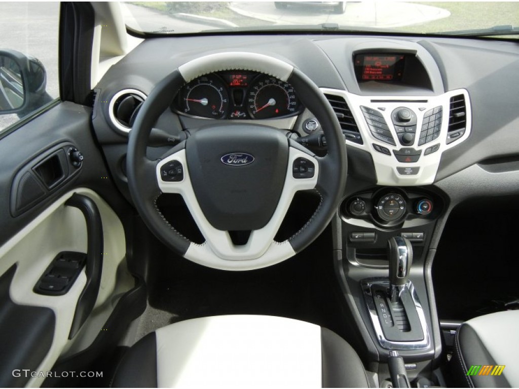 2013 Ford Fiesta Titanium Sedan Arctic White Leather Dashboard Photo #76303367