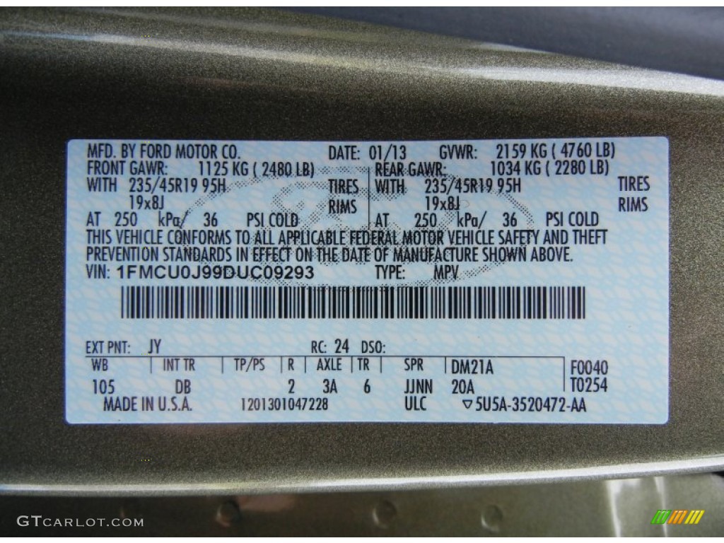 2013 Escape Color Code JY for Ginger Ale Metallic Photo #76303955