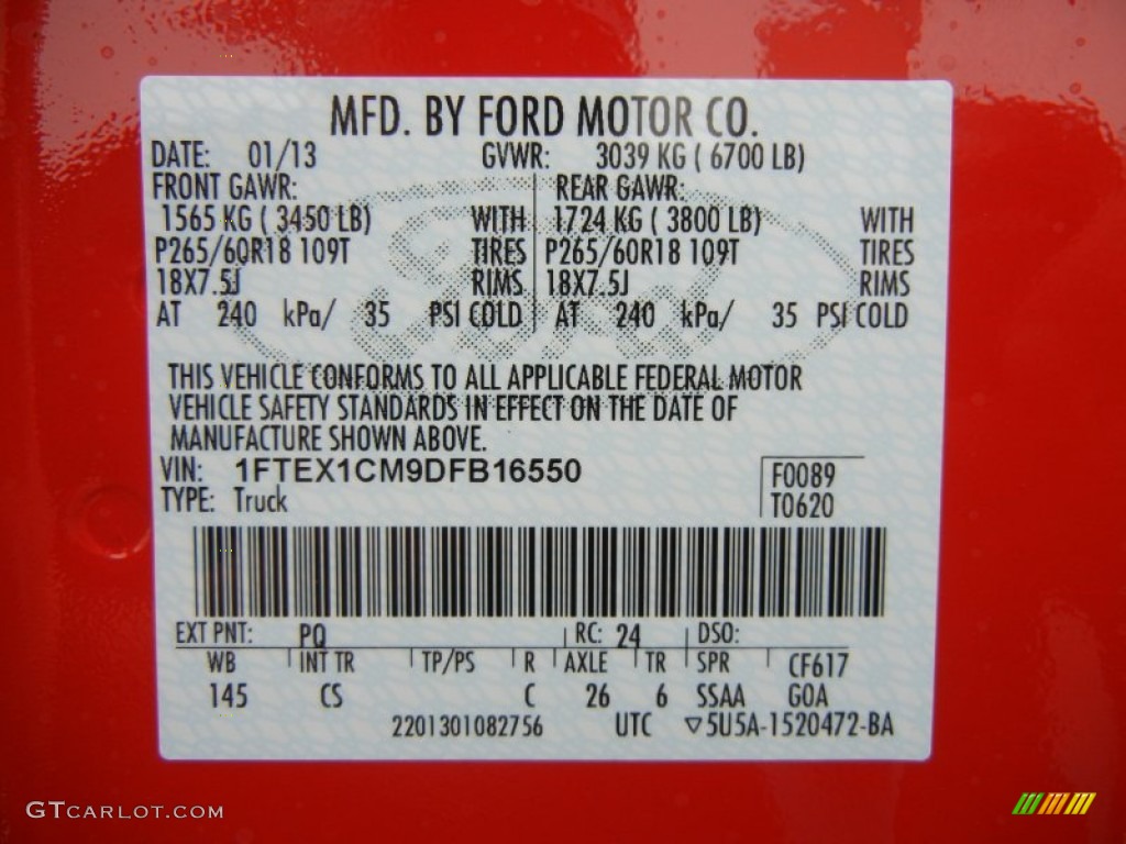 2013 F150 Color Code PQ for Race Red Photo #76305067