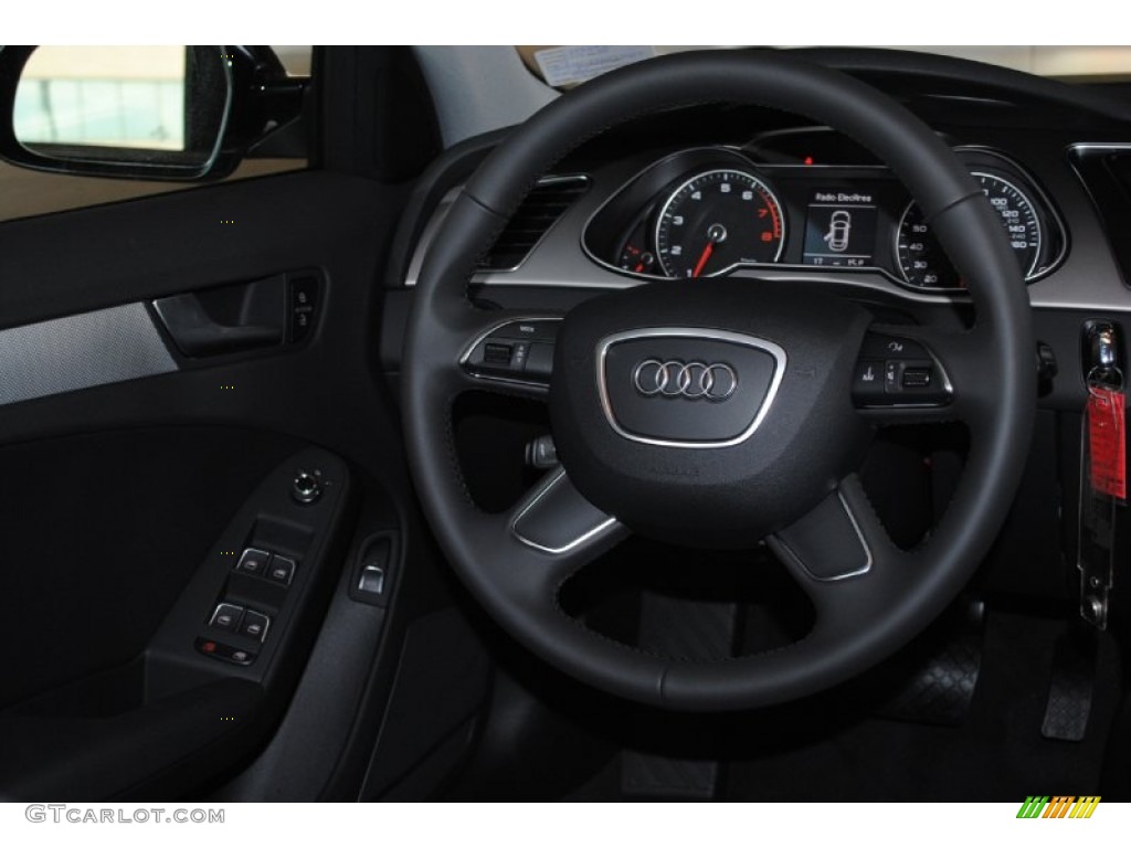 2013 Audi A4 2.0T Sedan Black Steering Wheel Photo #76305110