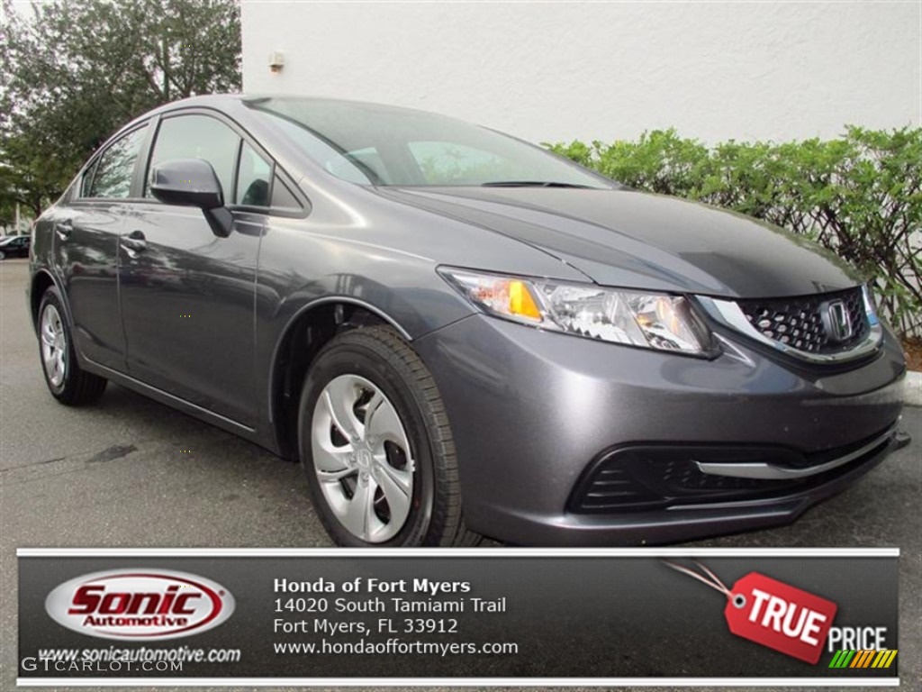 2013 Civic LX Sedan - Polished Metal Metallic / Gray photo #1
