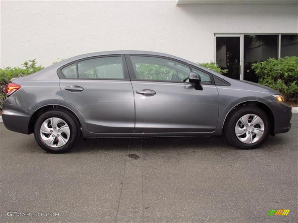 2013 Civic LX Sedan - Polished Metal Metallic / Gray photo #2