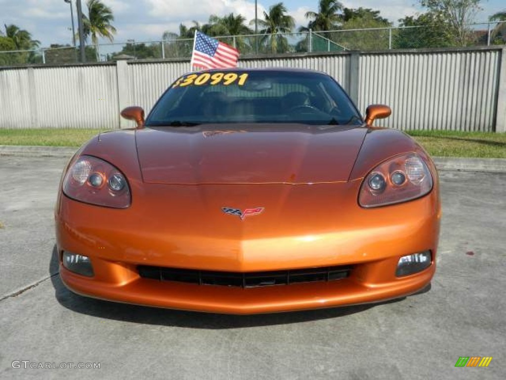 2007 Corvette Coupe - Atomic Orange Metallic / Ebony photo #8